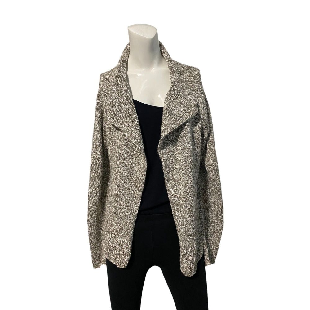 Eileen Fisher Cotton Nubble Marled Knit Open Cardigan Sweater Sz M EUC